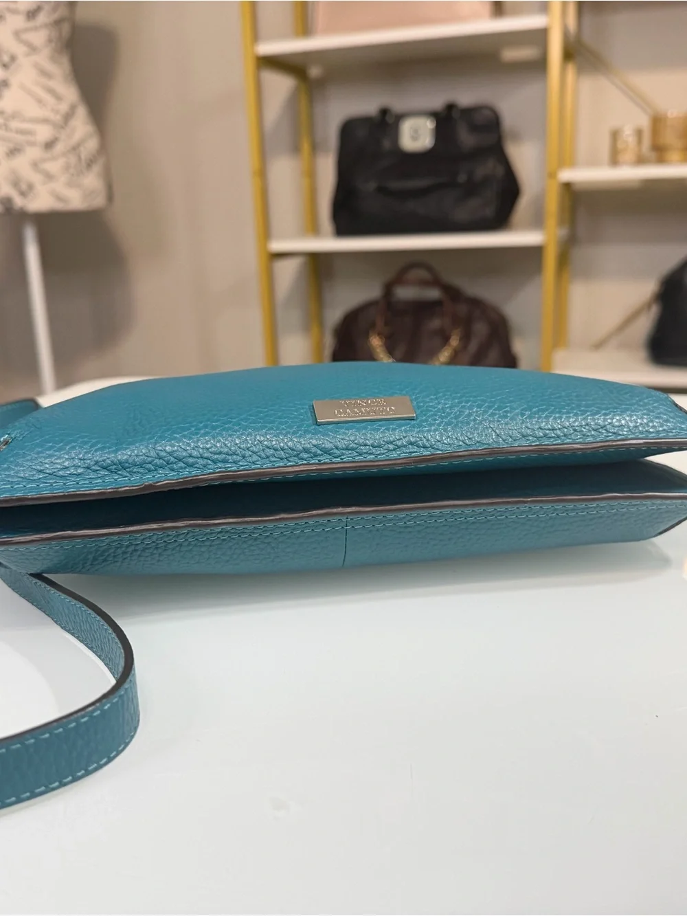 Vince Camuto Teal Pebbled Leather Crossbody/Shoulder Bag